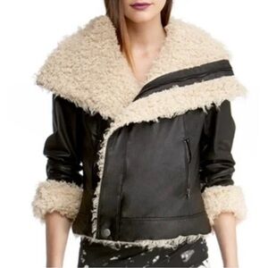 Rachel Roy leather jacket with faux fur lining
